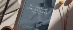 Mockup van een e-book met titel: 60 allround content hooks – gratis downloadMockup van een e-book met titel: 60 allround content hooks – gratis download